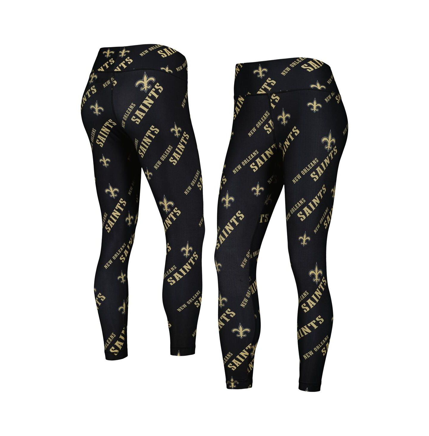 Женские леггинсы Concepts Sport Black New Orleans Saints Breakthrough Allover Print — фото 1