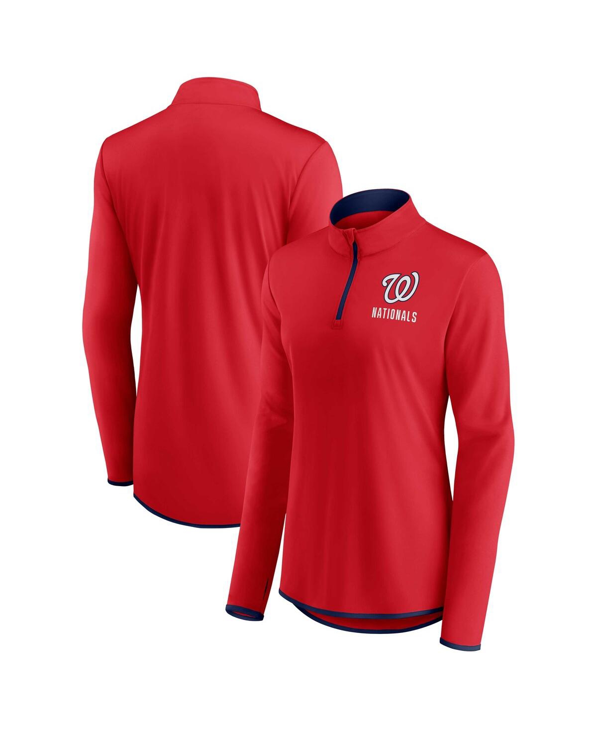 Fanatics Branded Red Washington Nationals Worth The Drive Quarter-zip Jacket In Red