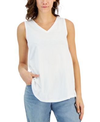 Style & Co - Women's Solid-Color Jersey V-Neck Tank Top