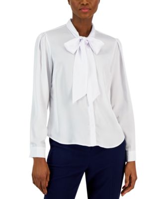 Tahari ASL - Women's Satin Bow-Neck Blouse