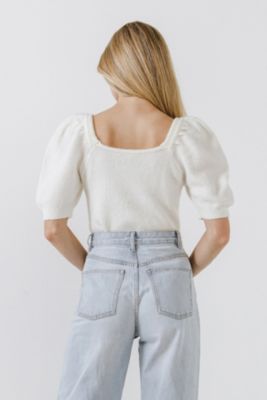 Women's Short Puff Sleeve Sweater