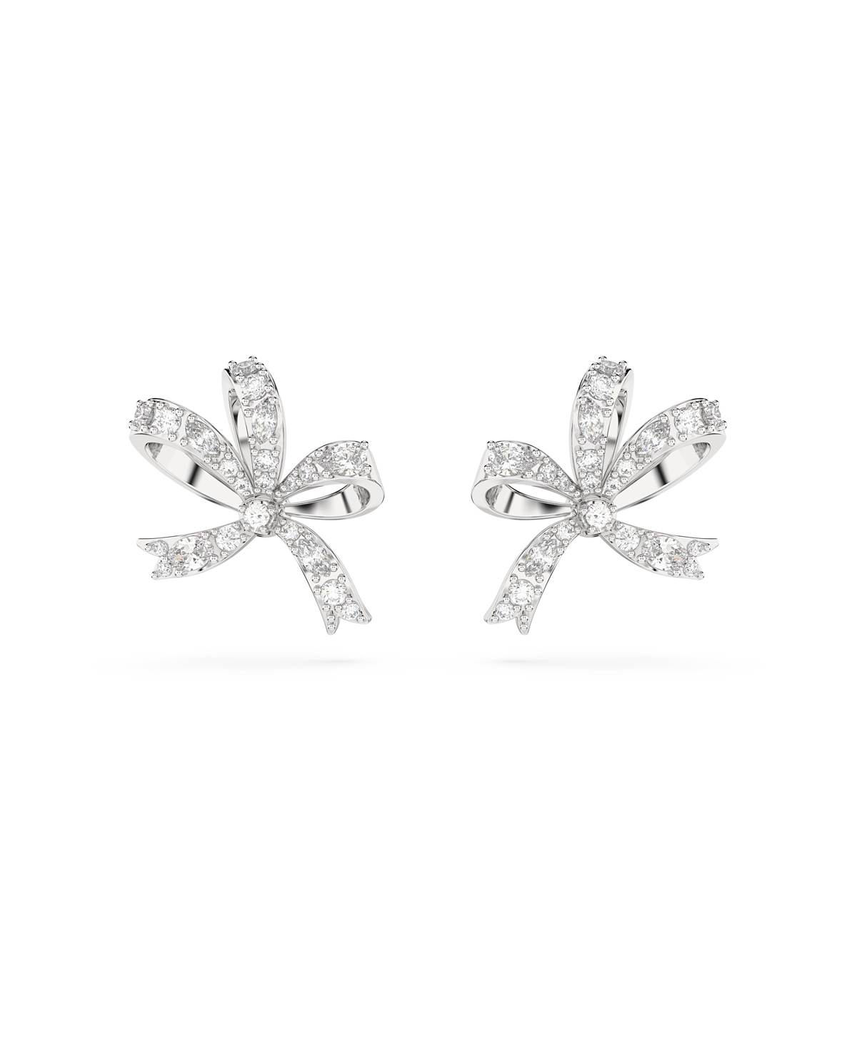 Shop Swarovski Crystal Bow Small Volta Stud Earrings In Silver
