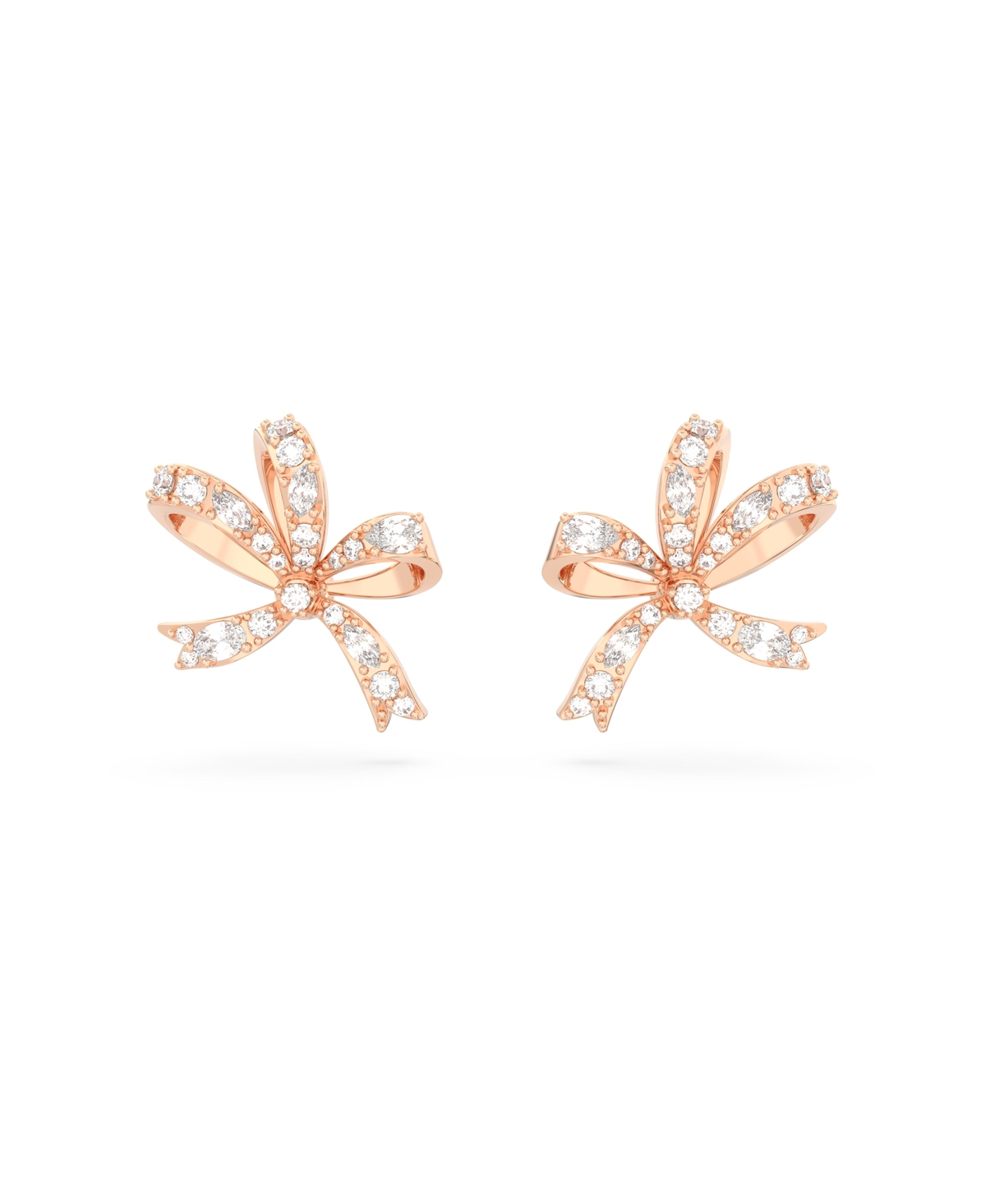 Shop Swarovski Crystal Bow Small Volta Stud Earrings In Rose Gold