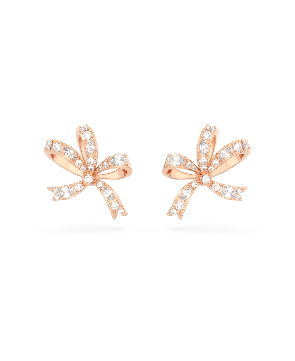 Swarovski Crystal Bow Small Volta Stud Earrings In Rose Gold