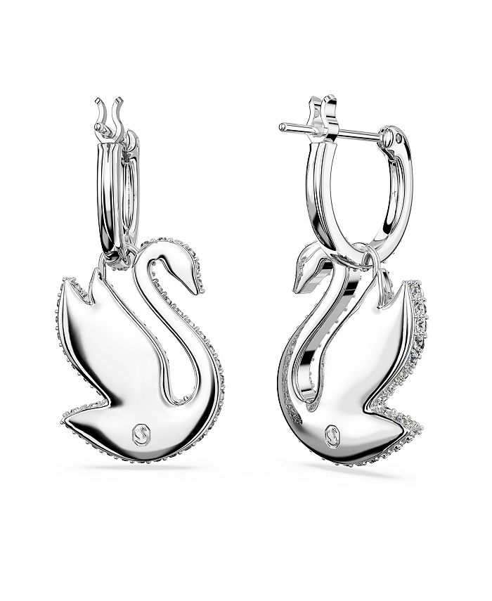 Swarovski Crystal Swan Iconic Swan Drop Earrings - Macy's