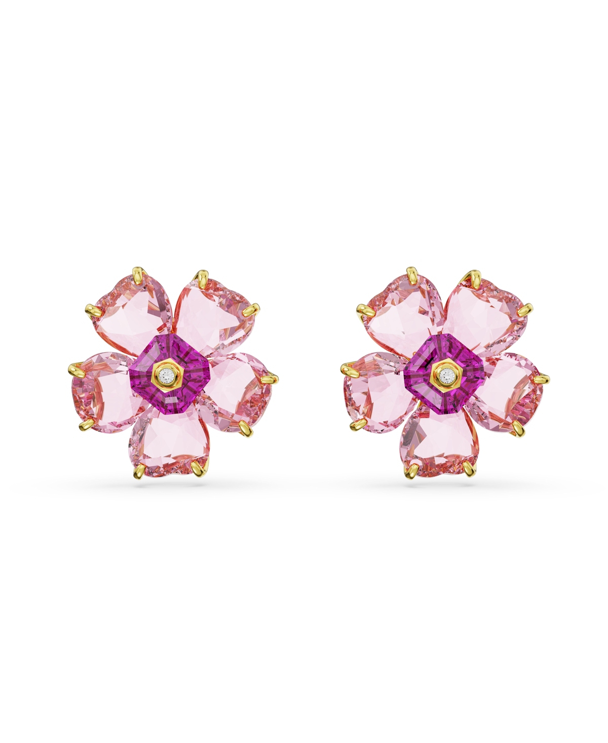 Swarovski Flower Charm Earrings In Pink