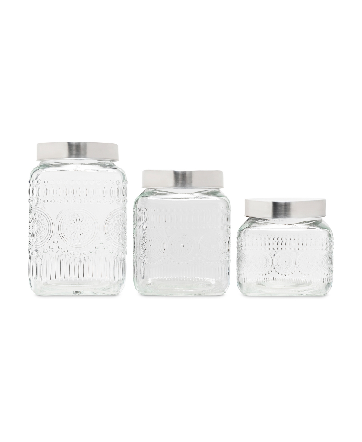 Style Setter Retro Design Glass Canister Set, 3 Piece In Clear