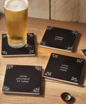 4.25'' D Happy Place Ceramic Coasters Set, 4 Piece