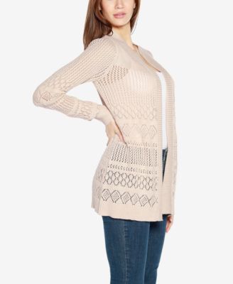 Women's Pointelle Long Sleeves Open Cardigan Sweater
