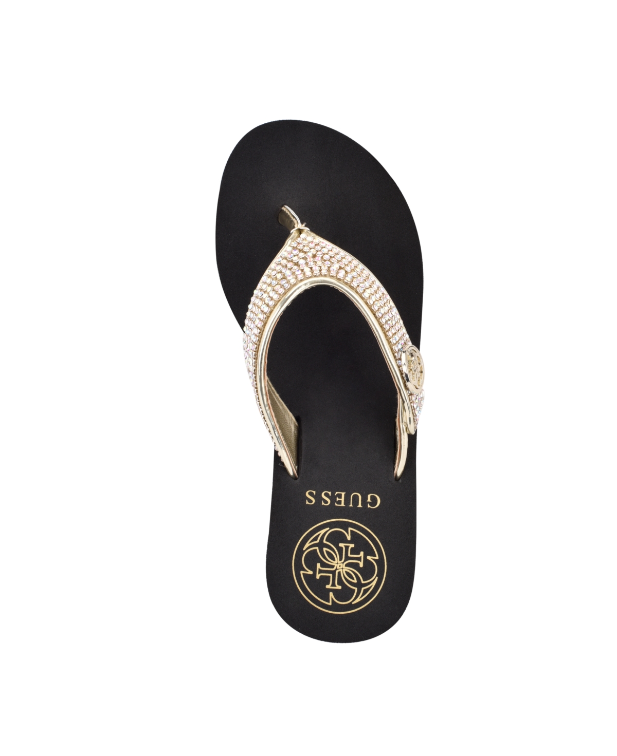 Guess Women's Sarraly Eva Logo Wedge Sandals In Gold Irridescent Rhinestone