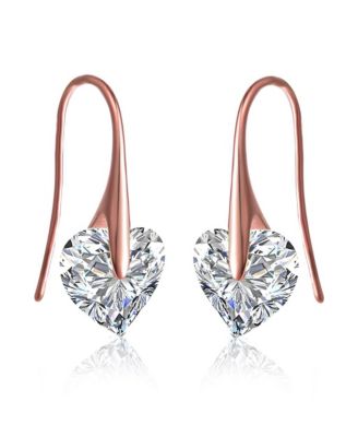 Sterling Silver Movable Cubic Zirconia Stylish Party Heart Earrings