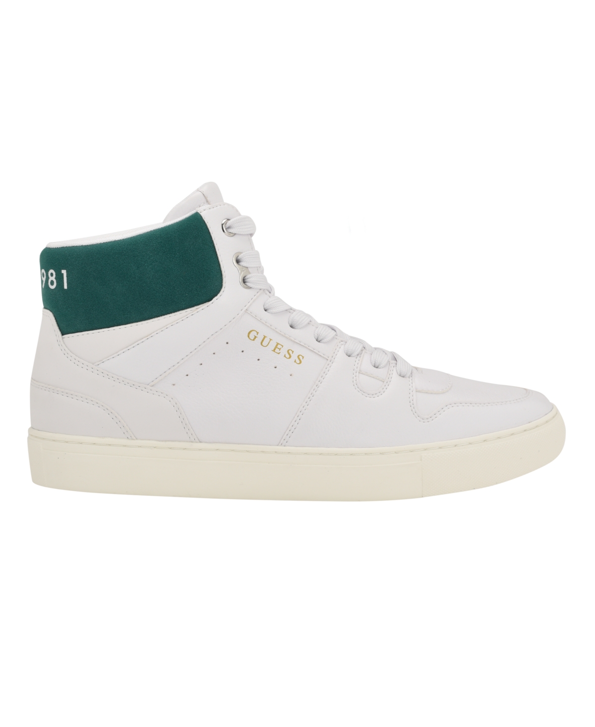 Guess Men's Bordo High Top Casual Lace-Up Sneakers White - Main Image