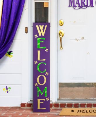 42" H Mardi Gras Welcome Wooden Porch Sign