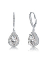 Genevive Sterling Silver Cubic Zirconia Pear Drop Earrings - White