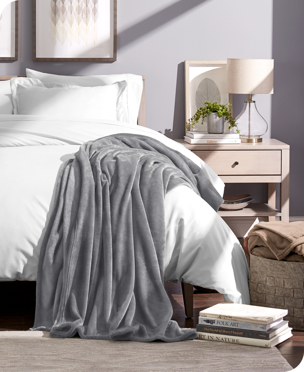 Bare Home Microplush Fleece Blanket, Full/queen In Grey