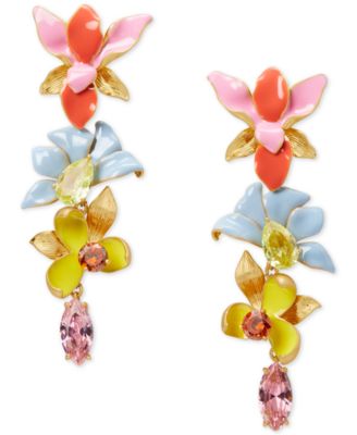 kate spade new york - Gold-Tone Stone, Cubic Zirconia & Enamel Statement Earrings