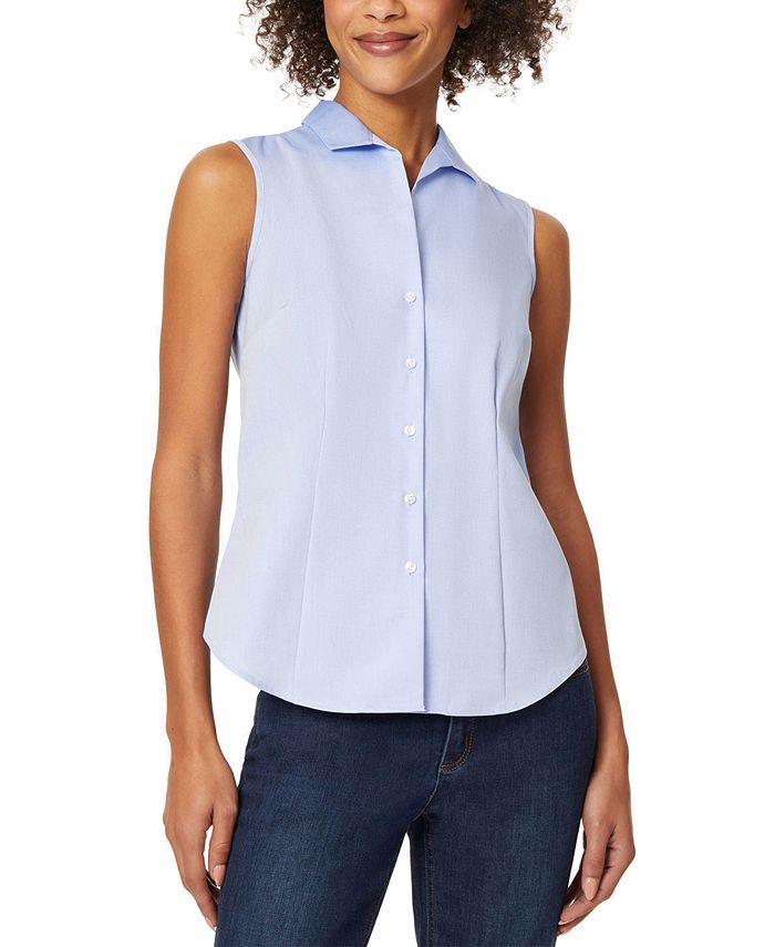 Jones New York Women's Cotton Easy-Care Sleeveless Shirt - Macy's