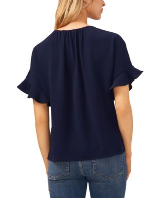 Women's Short Sleeve Drop Shoulder Wide Scoop Neck Blouse