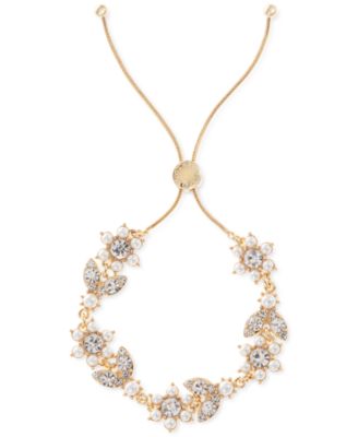 Charter Club - Gold-Tone Crystal & Imitation Pearl Flower Slider Bracelet