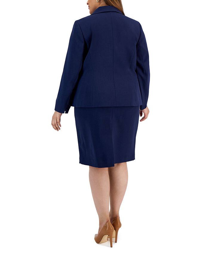 Le Suit Plus Size Seamed Crepe Jacket Slim Skirt Suit - Macy's