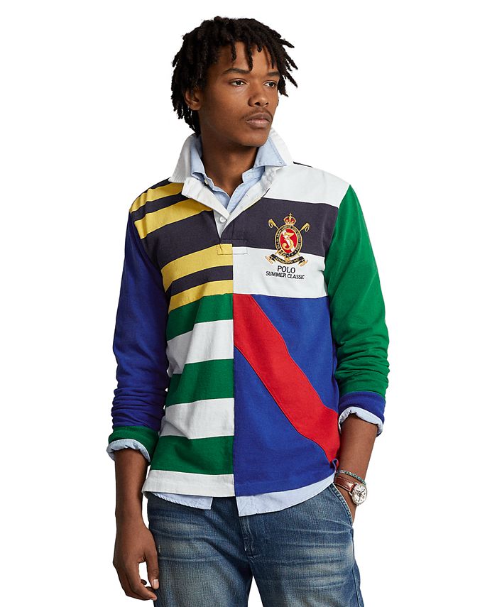 Polo Ralph Lauren Men's Classic-Fit Patchwork Jersey Rugby Shirt - Macy's