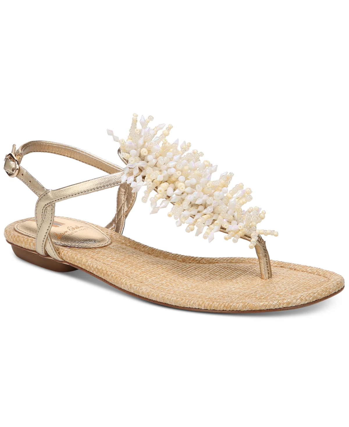 Sam Edelman Brinda Embellished Metallic Faux Leather Sandals In Gold Leaf