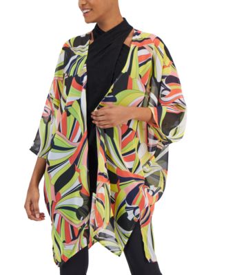 Anne Klein - Women's Printed Oversized Sheer Cardigan