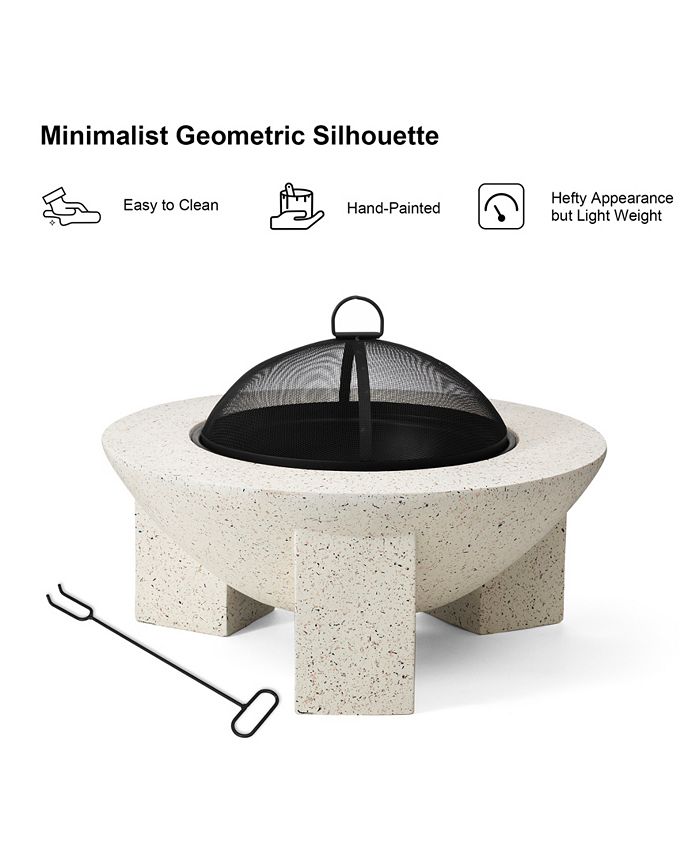 Glitzhome 27.5" Magnesium Oxide Outdoor Patio Modern Faux Terrazzo Wood