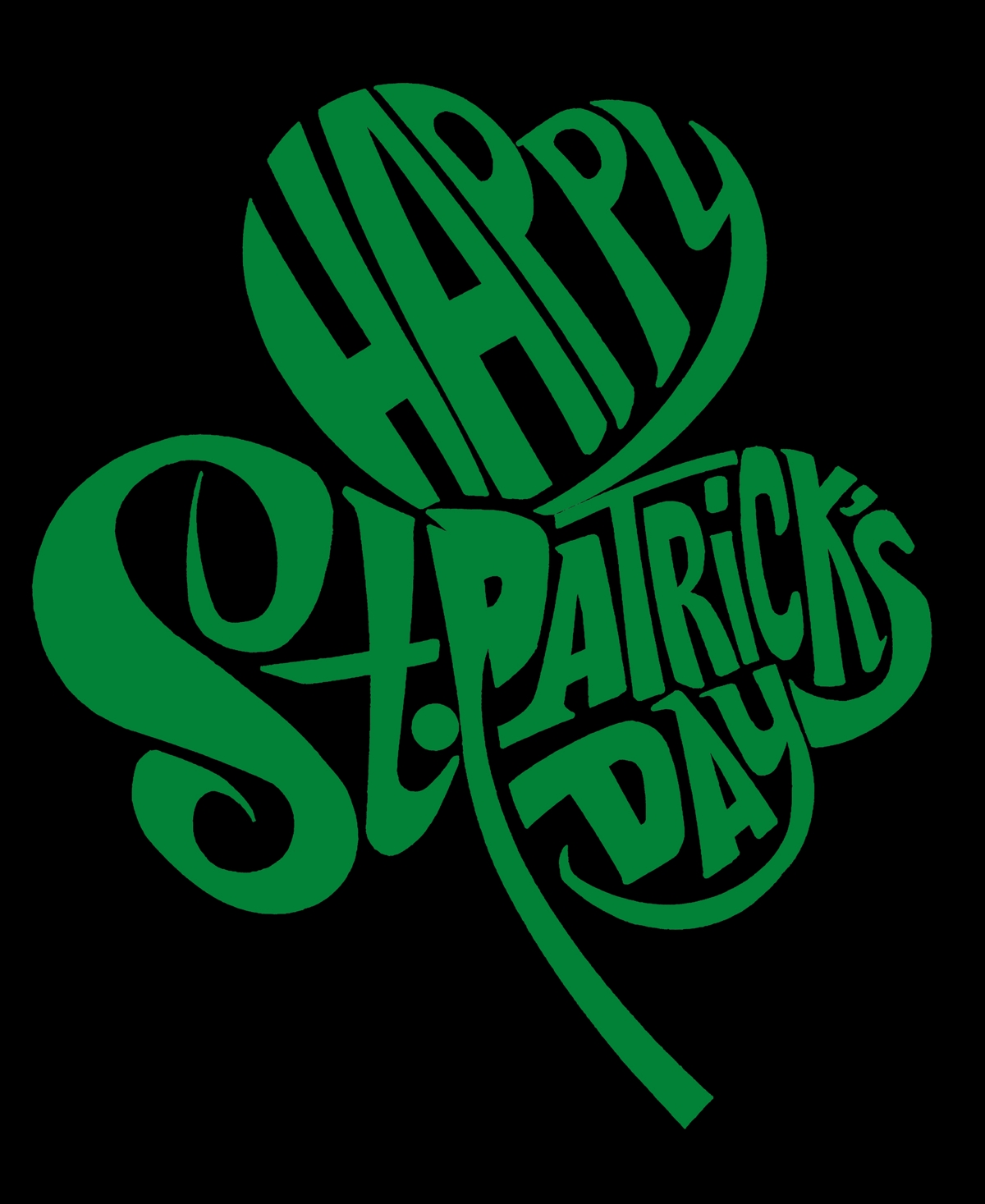 La Pop Art Men's St. Patrick's Day Shamrock Word Art Graphic T-shirt