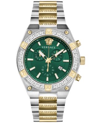 VERSACE SPORTY GRECA クロノ グラフ メンズ Versace Men's Swiss Chronograph V-Sporty Greca Two-Tone Stainless