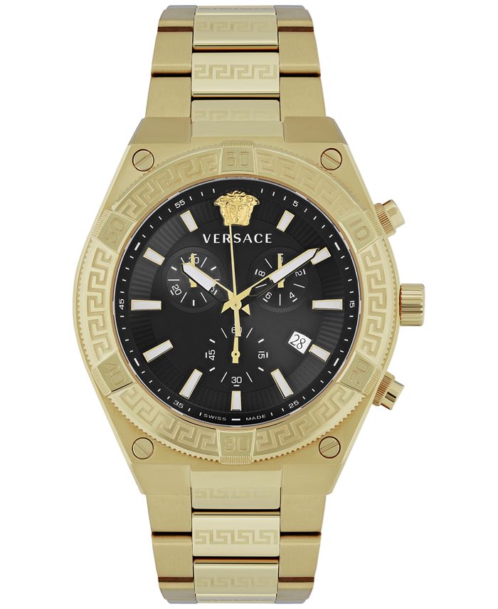 Versace Men's Swiss Chronograph V-Sporty Greca Gold Ion Plated