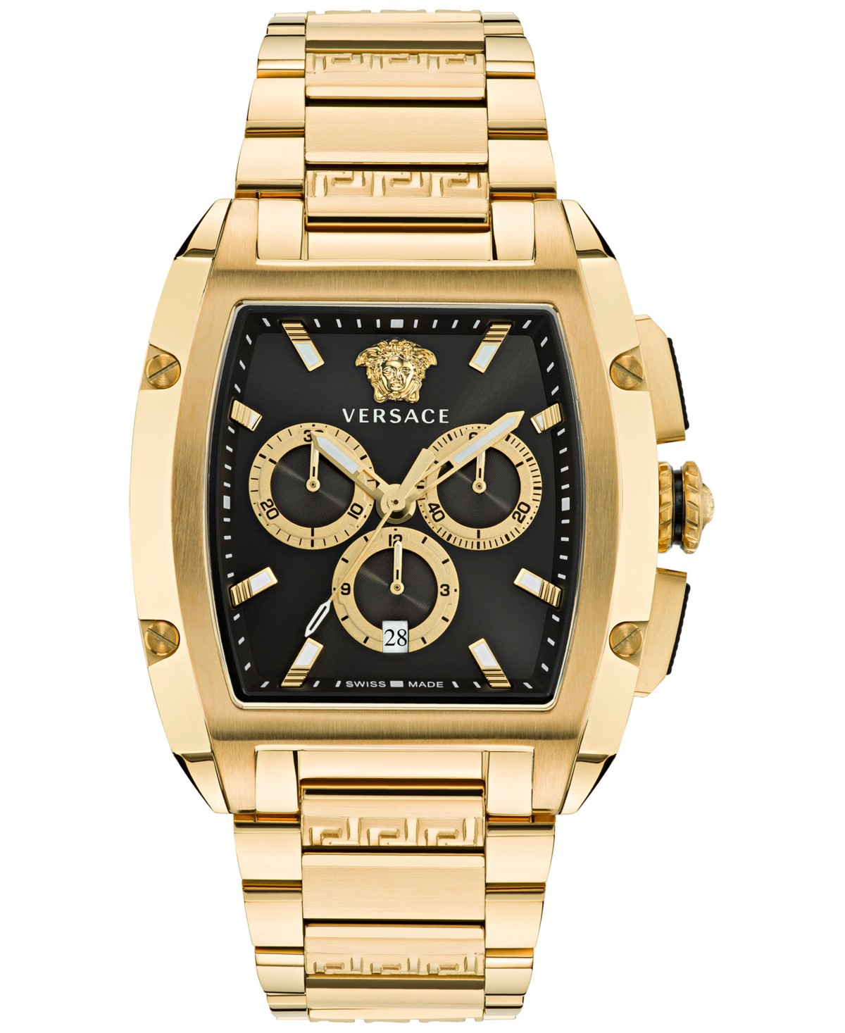 Versace Men's Swiss Chronograph Dominus Gold Ion Plated Bracelet Watch 42x50mm — фото 1