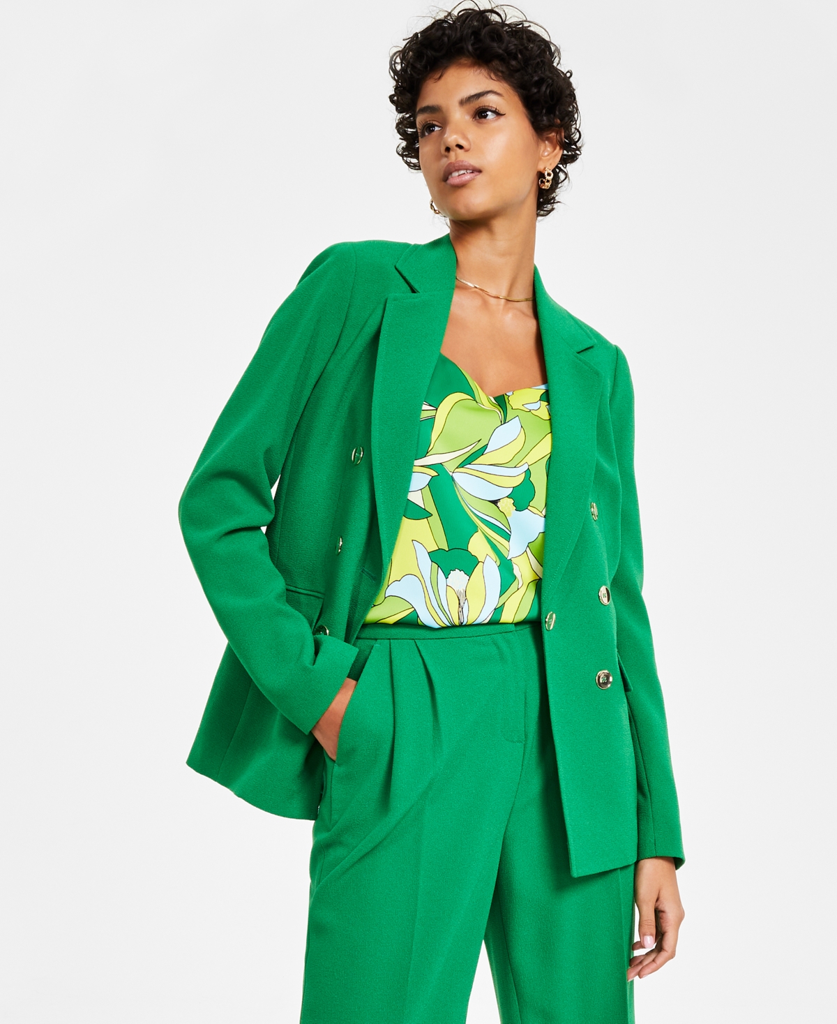 Bar Iii Women s Textured Crepe Button Front Blazer Created for Macy s Smart Closet