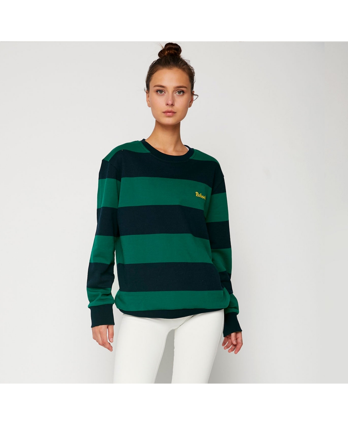  Embroidered Rebody Rugby Striped Sweatshirt *Sustainable for Women