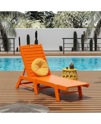 Poly Reclining Outdoor Patio Chaise Lounge Chair Adjustable