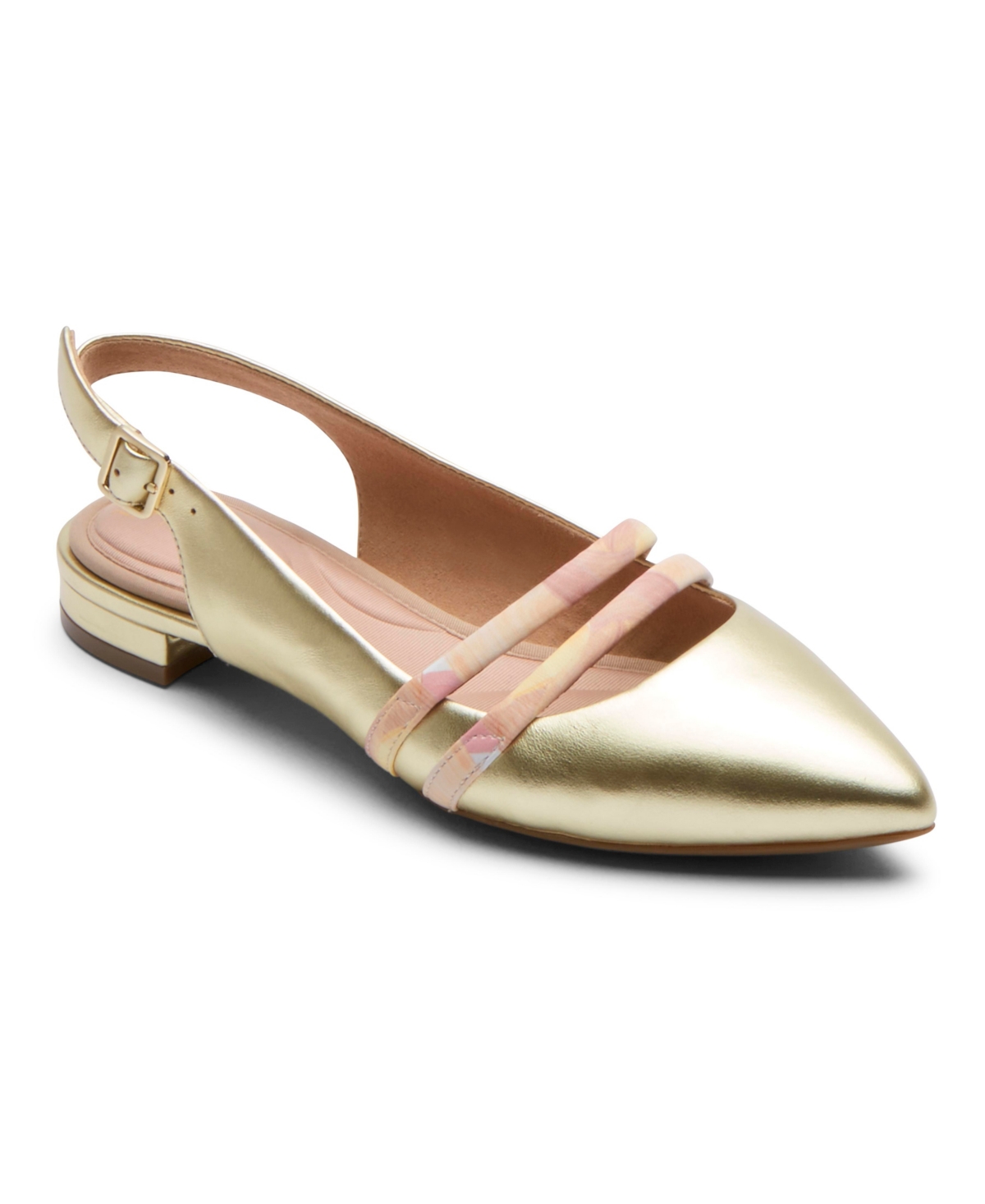 Women's Oh Joy! x Rockport Adelyn Slingback Flat Pump - Gold, Pink Leather