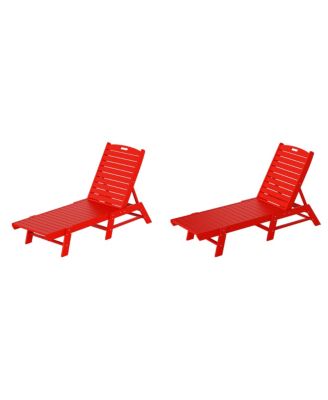 Poly Reclining Outdoor Patio Chaise Lounge Chair Adjustable (Set of 2)