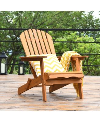 3PCS Patio Wooden Adirondack Chair Table Set Folding Seat Furniture Garden
