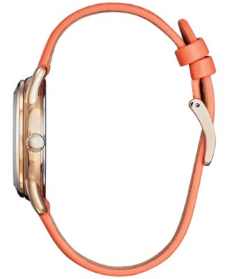 Eco-Drive Women's Disney Minnie Mouse Diamond Accent Pink Leather Strap Watch 36mm