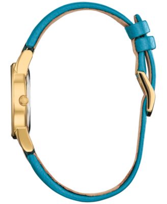 Eco-Drive Women's Disney Aladdin's 30th Anniversary Teal Leather Strap Watch 30mm Gift Set