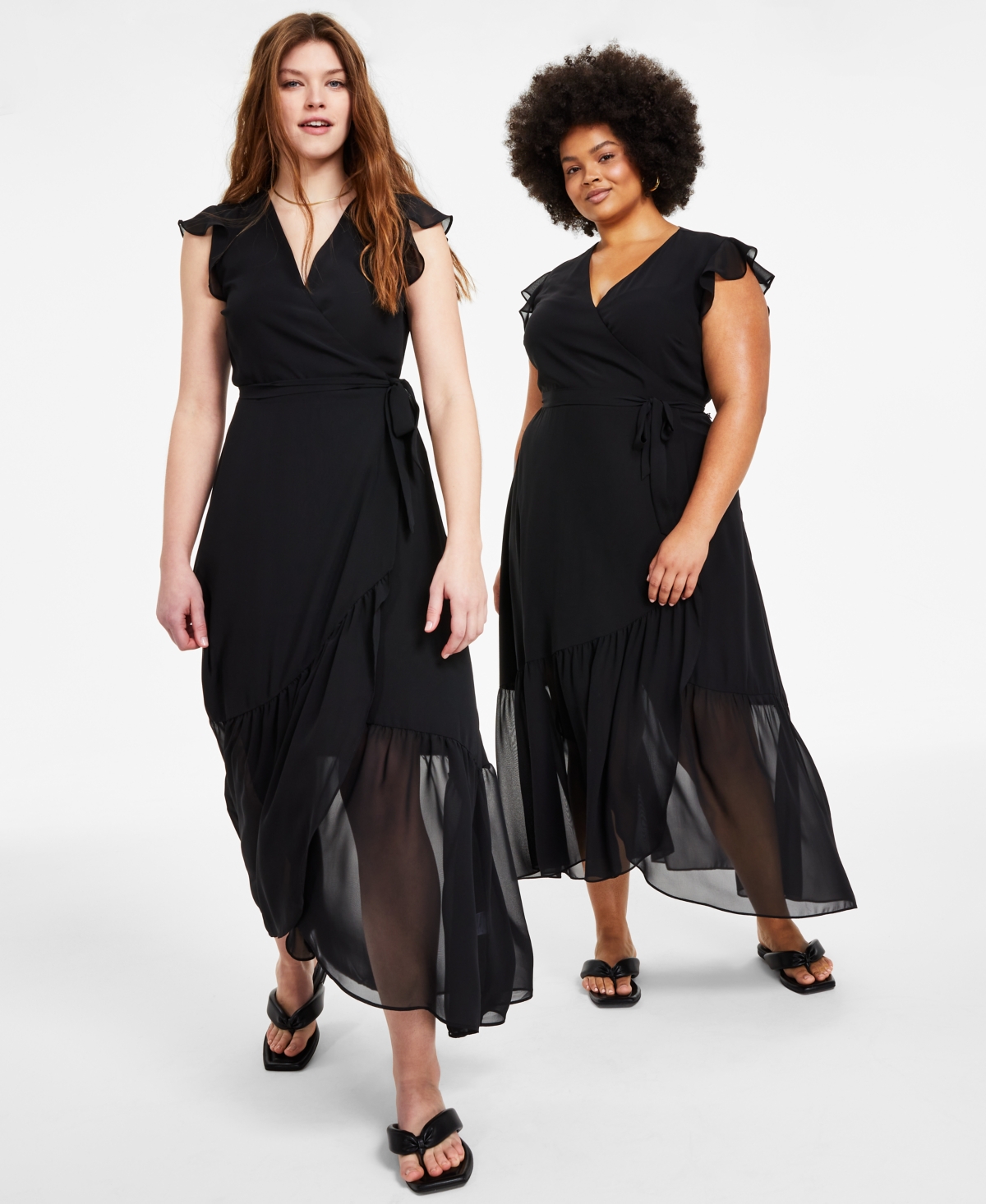 Bar Iii Maxi Wrap Dress, P/xs-4x, Created For Macy's In Deep Black