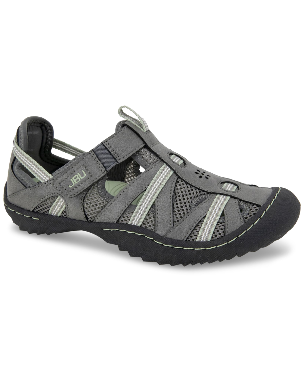 Jbu Women's Regional Water-ready Strappy Sandal Flats Women's Shoes In Dk. Grey/pale Moss