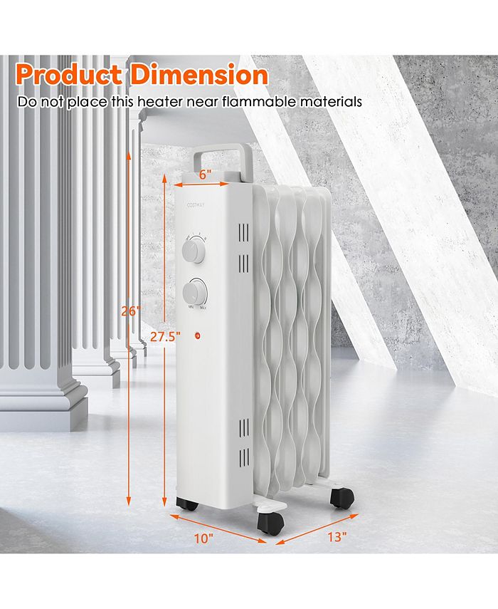 Costway 1500W Oil Filled Space Heater Electric Oil Radiant Heater Macy's