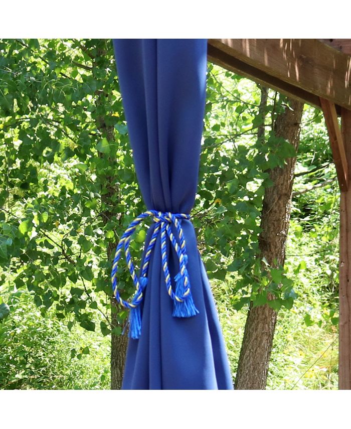 Sunnydaze Decor Indoor/Outdoor Rope Curtain Tiebacks Blue Set of 2