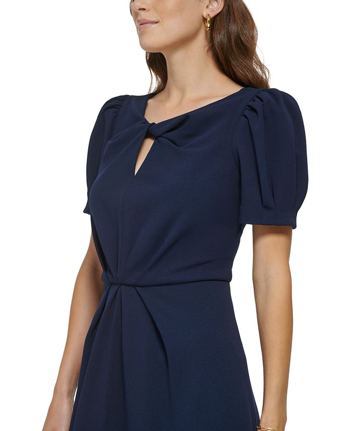 Puff Sleeve Keyhole Dress