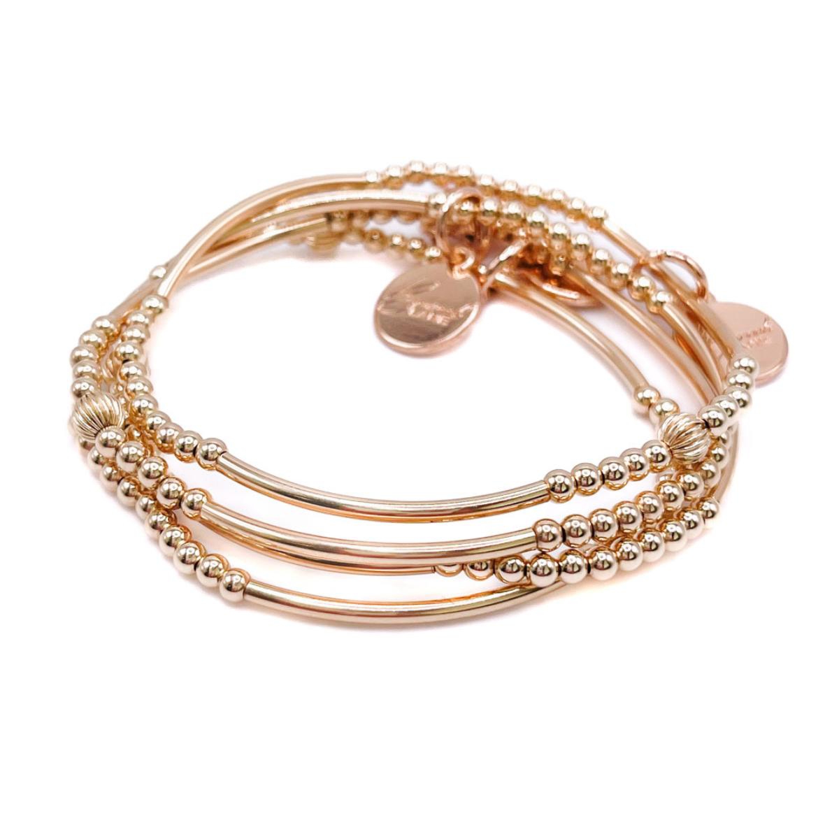 Bowood Lane Non-Tarnishingfilled, 3mmBall andTube Stretch Bracelet - Gold