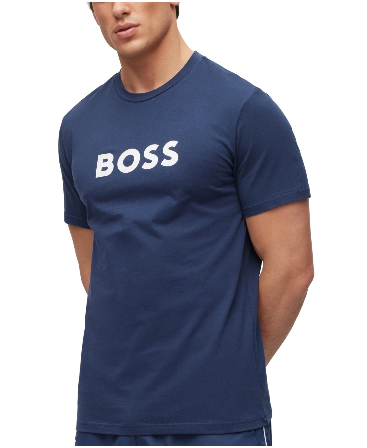 Hugo Boss Unisex Relaxed-fit T-shirt In Cotton With Contrast Logo In Dark Blue