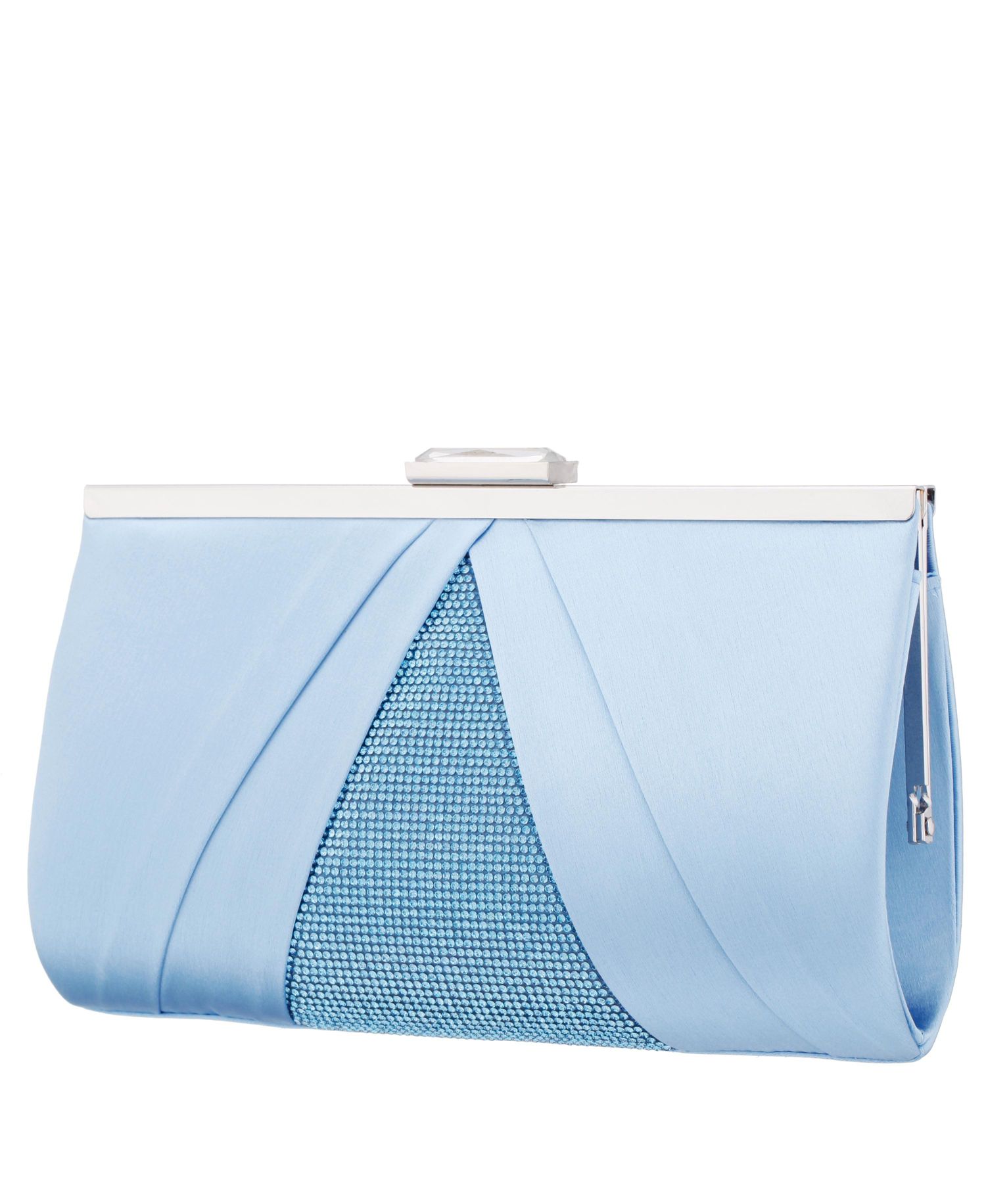 Women's Pleated Stain Crystal Frame Clutch