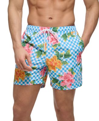 Calvin Klein - Men's 5" Checkered Flowers Swim Shorts