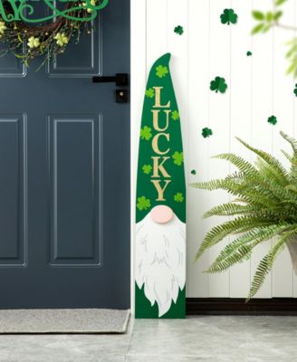 42" H St. Patrick's Wooden Gnome Porch Decor